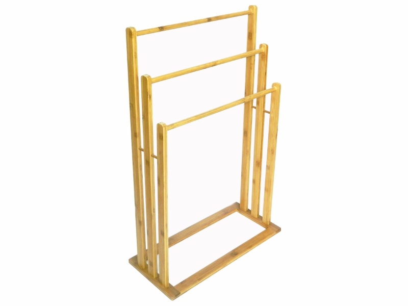 Refined Bamboo Towel Drying Rack with Tiered KD Design